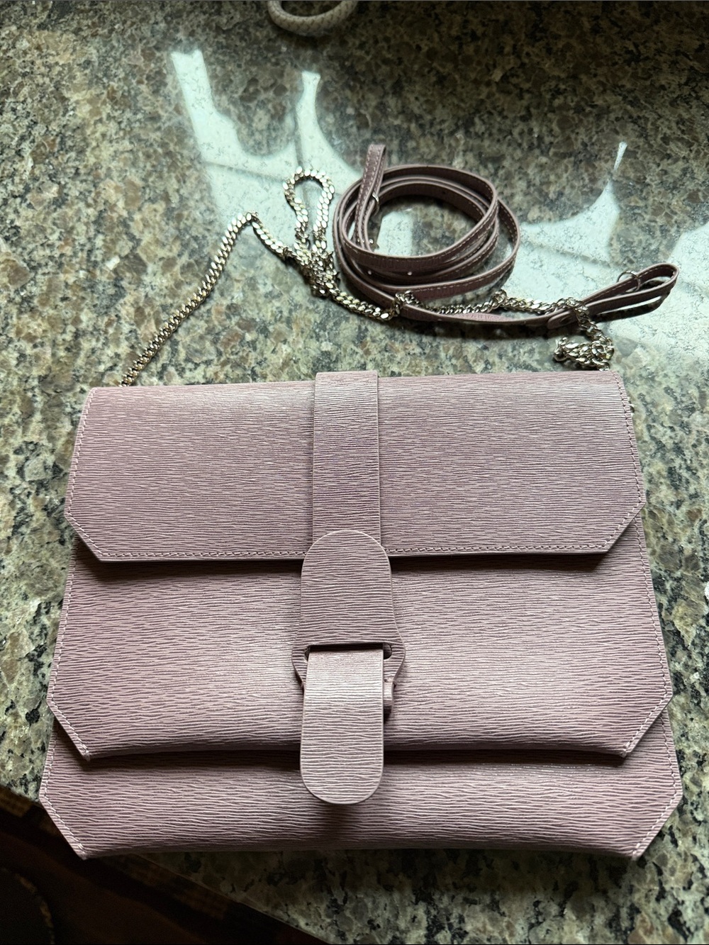 Elegant Dusty Lavender Crossbody Bag with Chain Strap